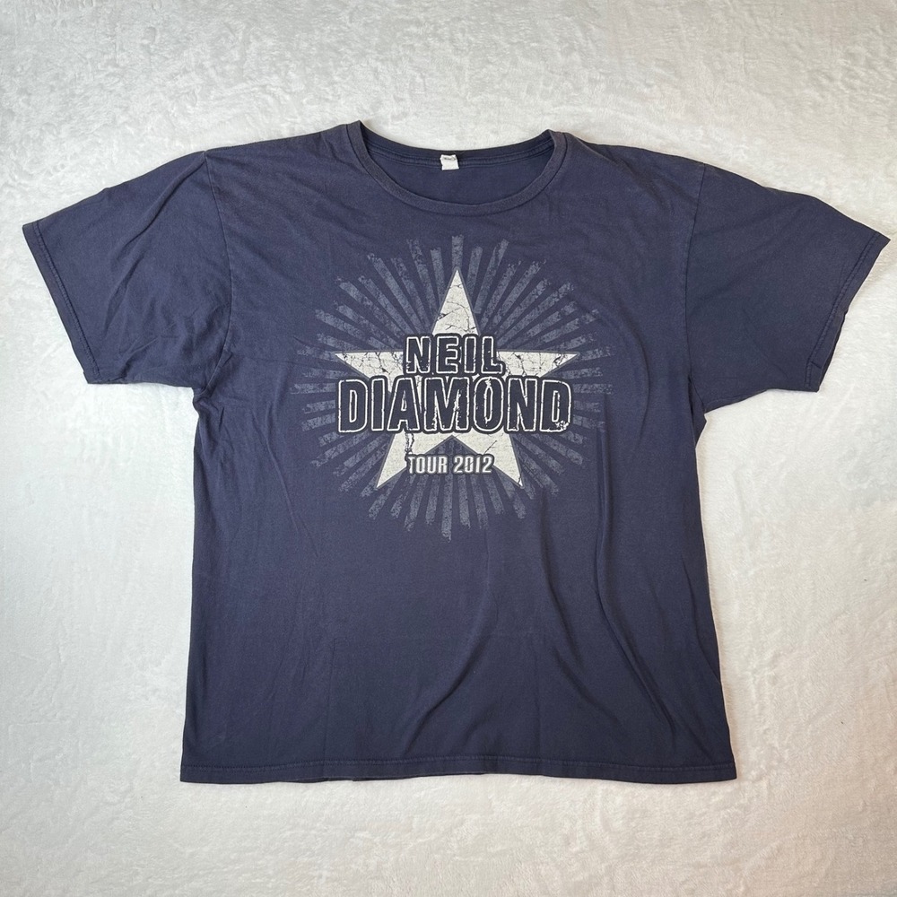 Neil Diamond Tour 2012 Concert Graphic T-Shirt Navy Blue Cotton Mens XL